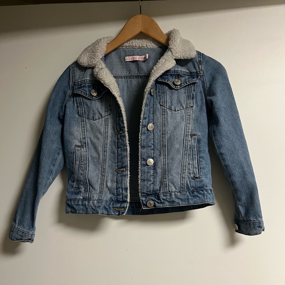 Ci Sono Light Blue Jean Jacket with Cream Sherpa